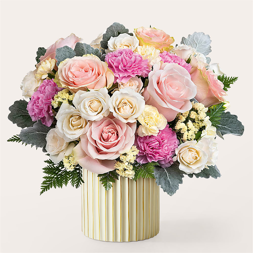 Blissful Moments Bouquet with Ivory Vase – FLOWERS & GIFTS BY ROBERTS, Pinetops NC