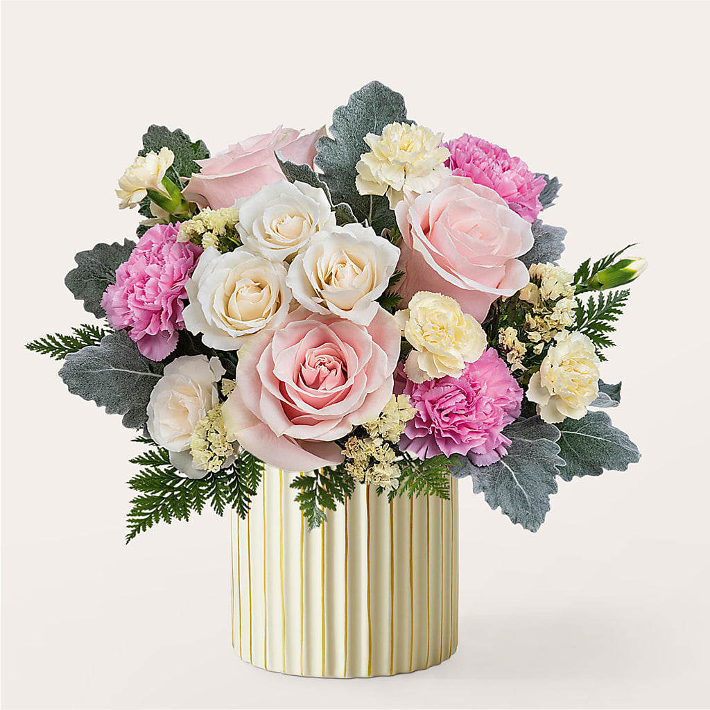 Blissful Moments Bouquet with Ivory Vase – FLOWERS & GIFTS BY ROBERTS, Pinetops NC