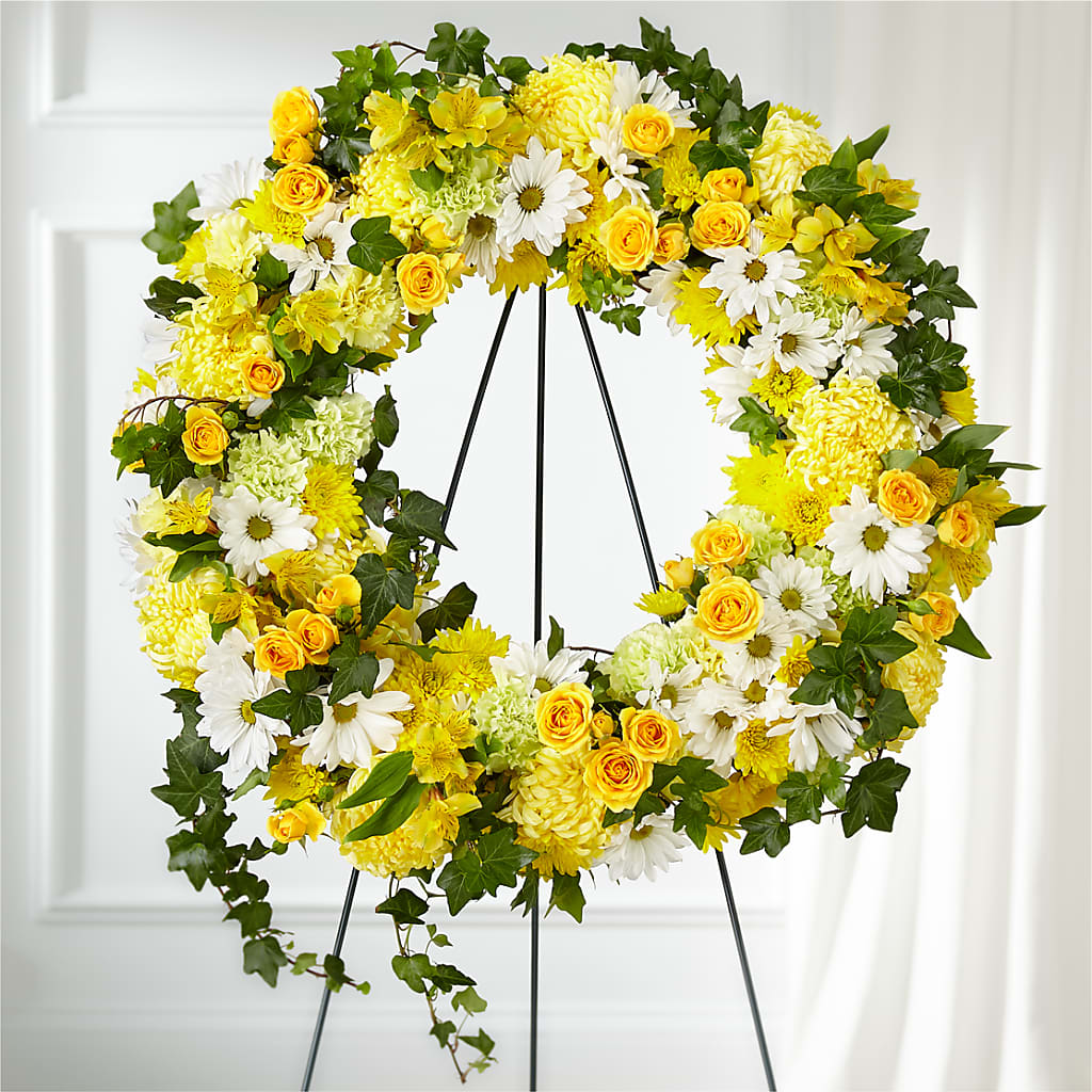 Golden Remembrance Wreath – FLOWERS & GIFTS BY ROBERTS, Pinetops NC
