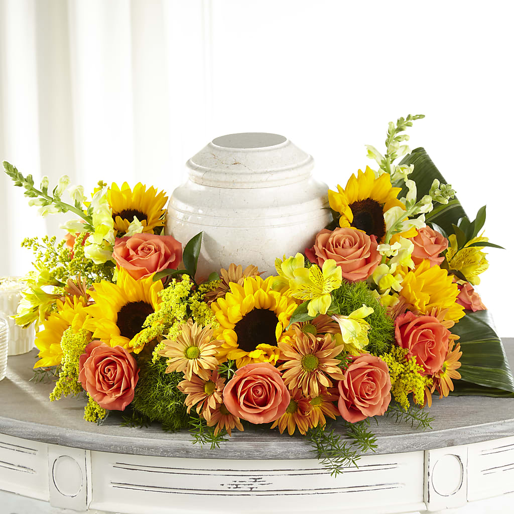 Faithful Sunflower Cremation Adornment – FLOWERS & GIFTS BY ROBERTS, Pinetops NC