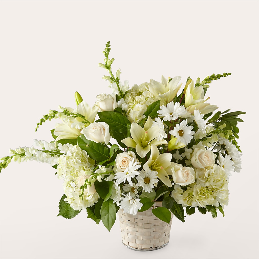 Ivory Elegance Floral Basket – FLOWERS & GIFTS BY ROBERTS, Pinetops NC