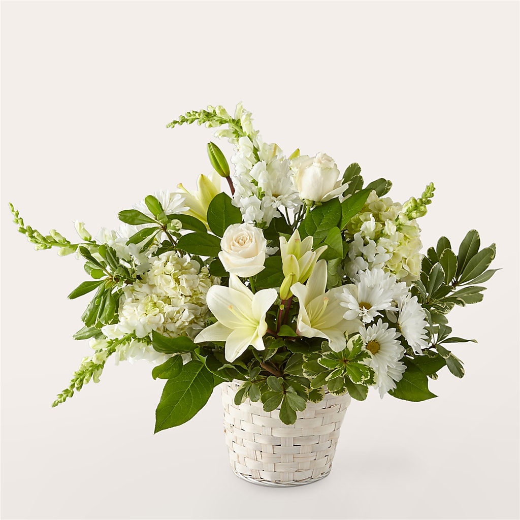Ivory Elegance Floral Basket – FLOWERS & GIFTS BY ROBERTS, Pinetops NC