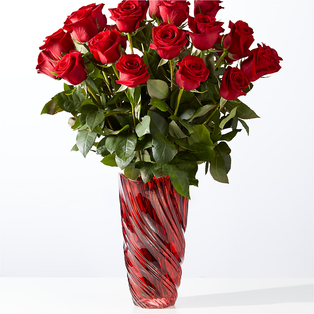 Classic Love Red Rose Bouquet with Luxe Swirl Vase – FLOWERS & GIFTS BY ROBERTS, Pinetops NC