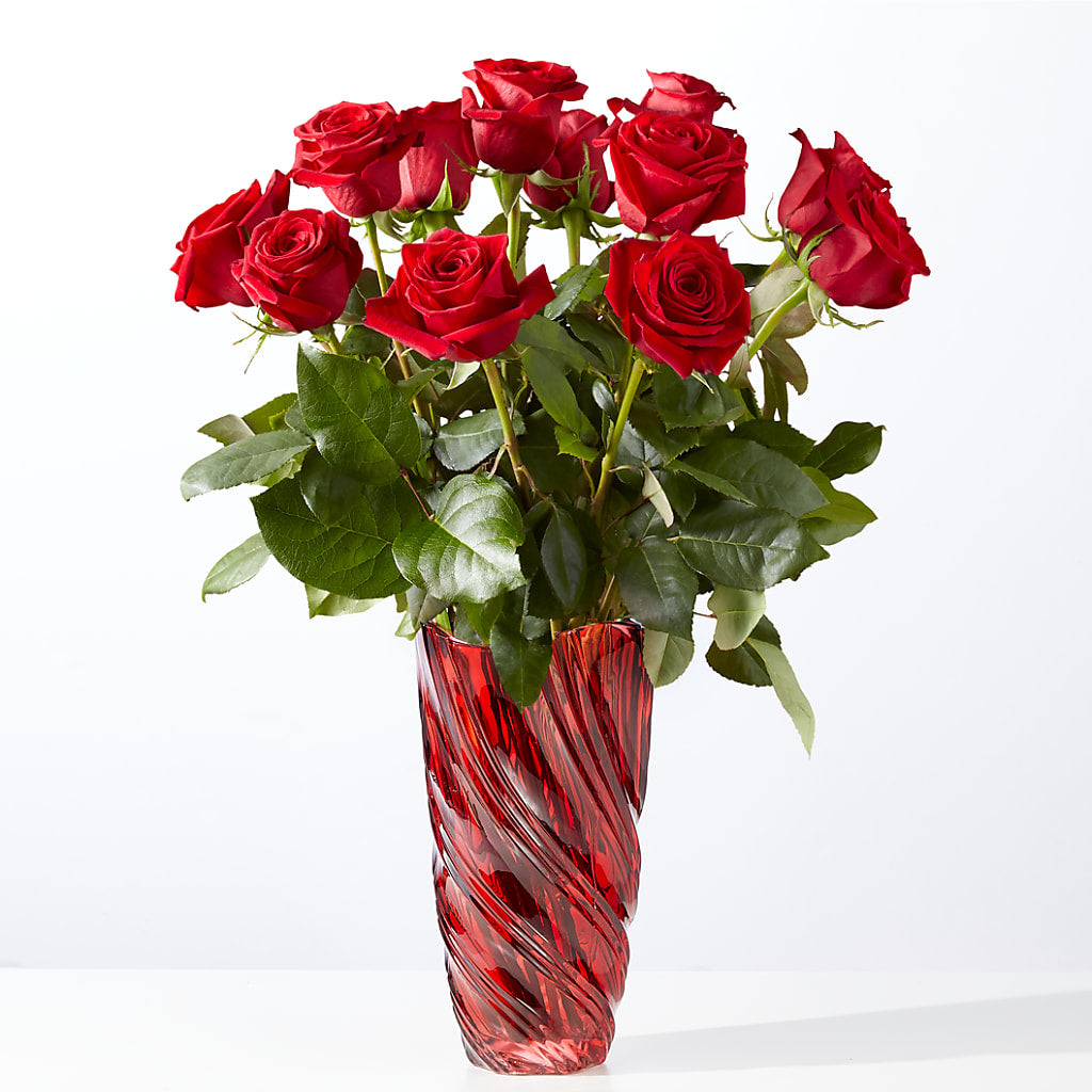 Classic Love Red Rose Bouquet with Luxe Swirl Vase – FLOWERS & GIFTS BY ROBERTS, Pinetops NC