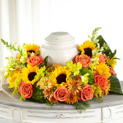Faithful Sunflower Cremation Adornment – FLOWERS & GIFTS BY ROBERTS, Pinetops NC