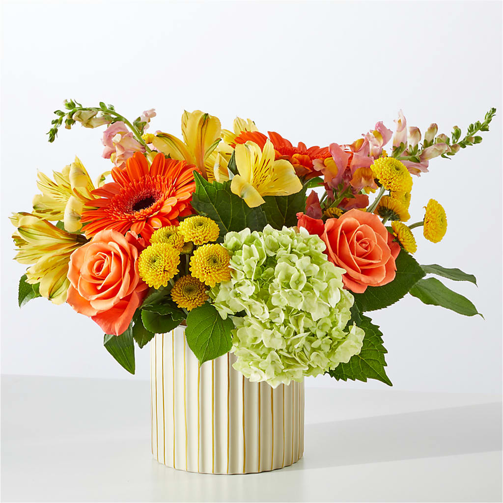 Autumn Sunshine Bouquet with Ivory Vase – FLOWERS & GIFTS BY ROBERTS, Pinetops NC