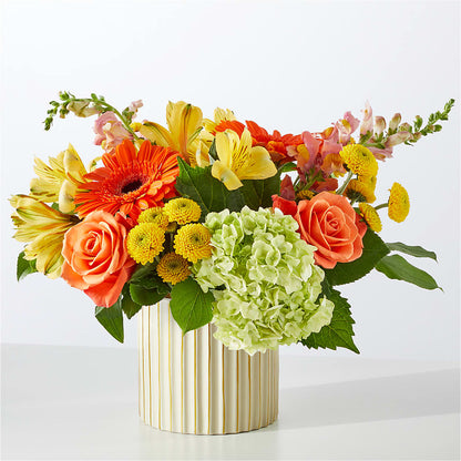 Autumn Sunshine Bouquet with Ivory Vase – FLOWERS & GIFTS BY ROBERTS, Pinetops NC