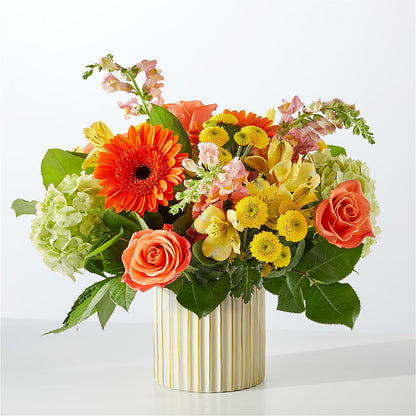 Autumn Sunshine Bouquet with Ivory Vase – FLOWERS & GIFTS BY ROBERTS, Pinetops NC