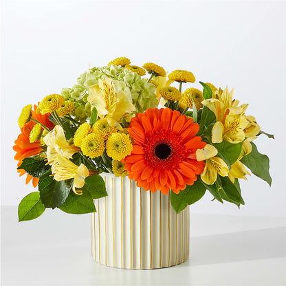 Autumn Sunshine Bouquet with Ivory Vase – FLOWERS & GIFTS BY ROBERTS, Pinetops NC