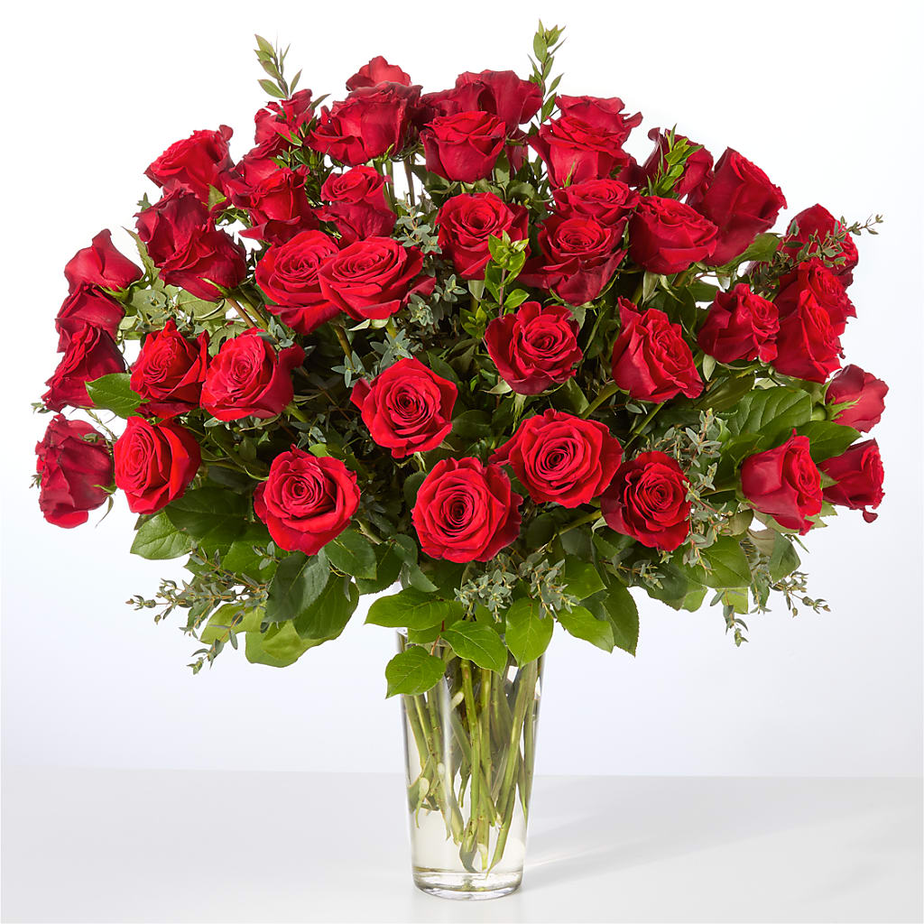 Forever Yours Fifty Stem Red Rose Bouquet – FLOWERS & GIFTS BY ROBERTS, Pinetops NC